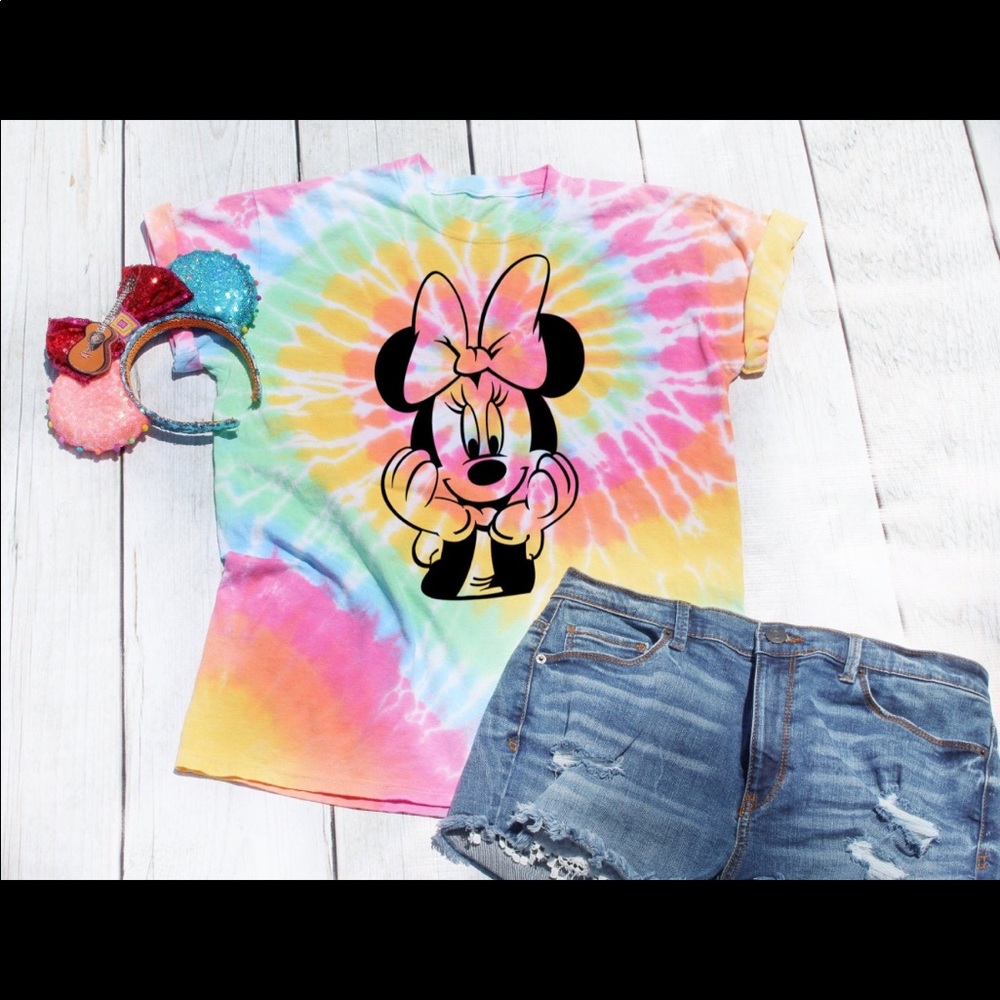 MINNIE MOUSE TIE DYE T SHIRT NEON DISNEY